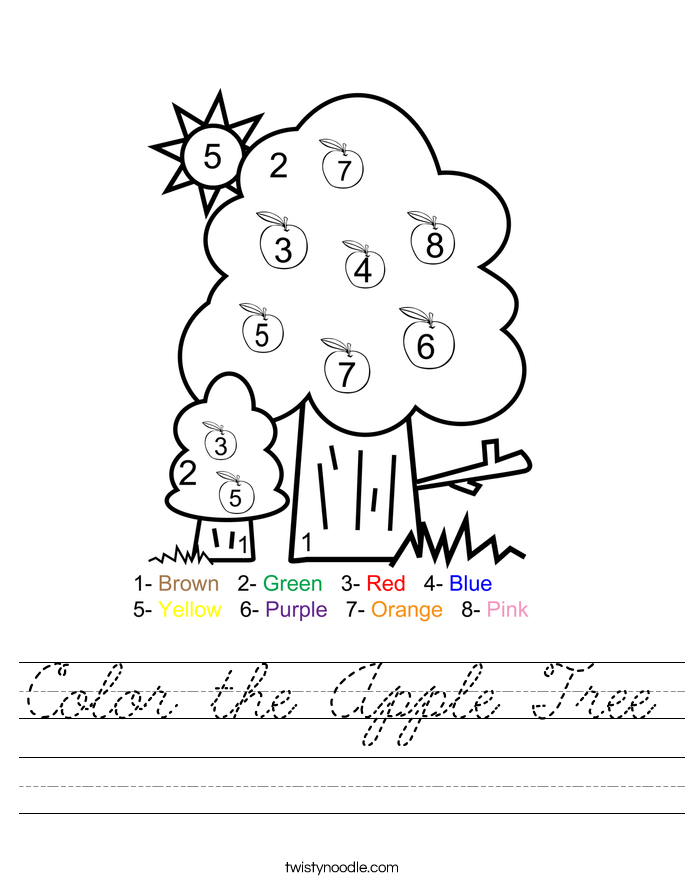 Color the Apple Tree Worksheet