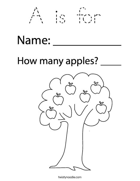 Apple with Leaves Coloring Page