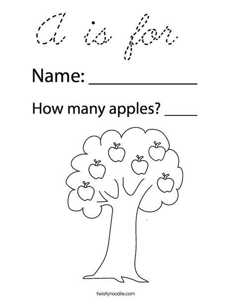 Apple with Leaves Coloring Page