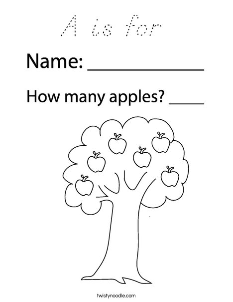Apple with Leaves Coloring Page
