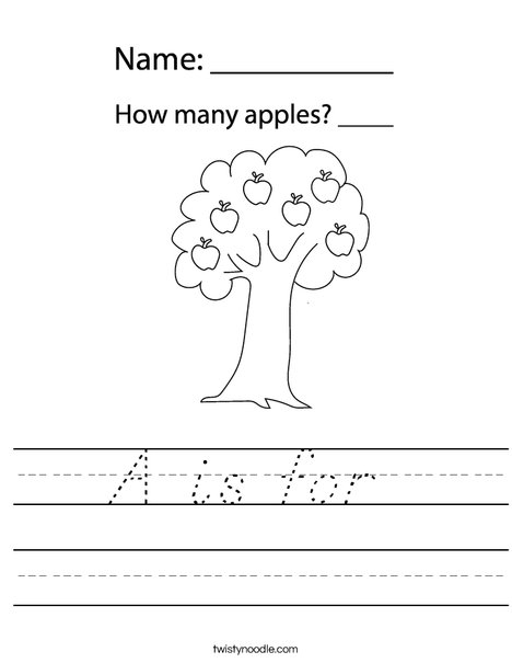 Apple with Leaves Worksheet