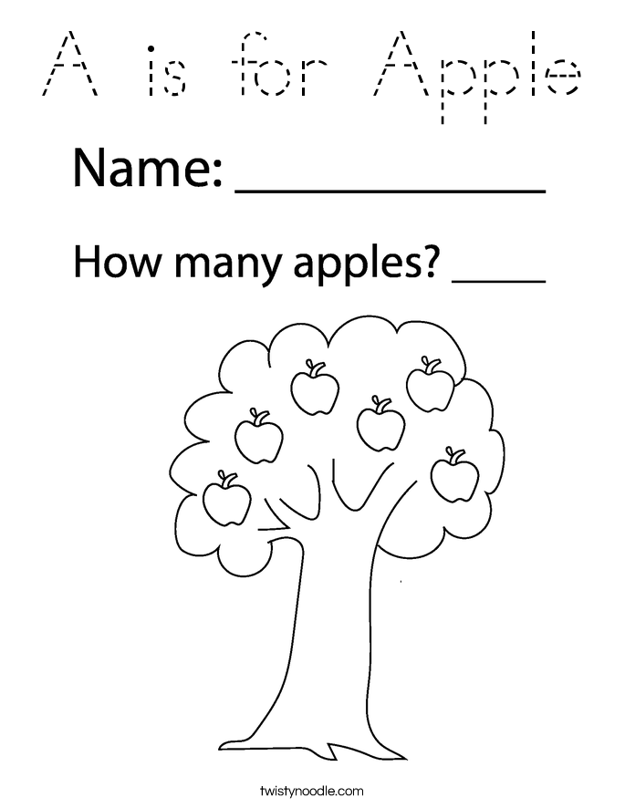 A is for Apple Coloring Page