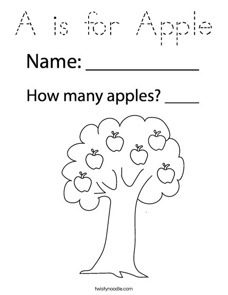 Apple with Leaves Coloring Page