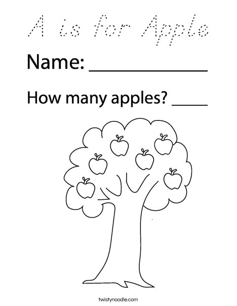 Apple with Leaves Coloring Page