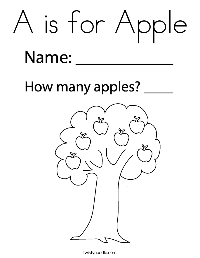 A is for Apple Coloring Page