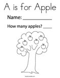 A is for Apple Coloring Page