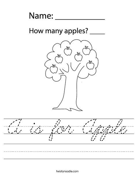 Apple with Leaves Worksheet