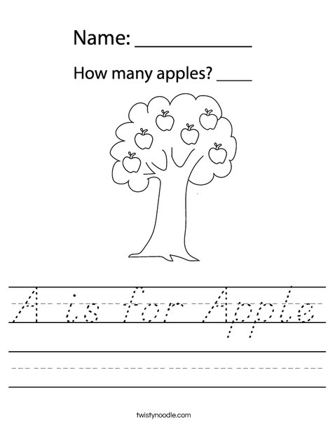 Apple with Leaves Worksheet