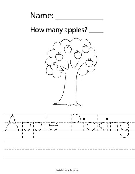 Apple Picking Worksheet Twisty Noodle