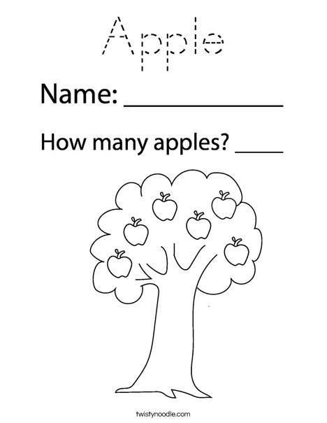 Apple with Leaves Coloring Page