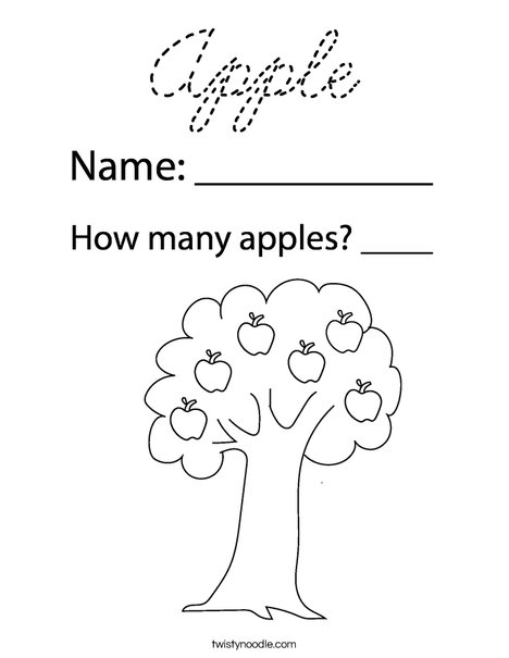 Apple with Leaves Coloring Page