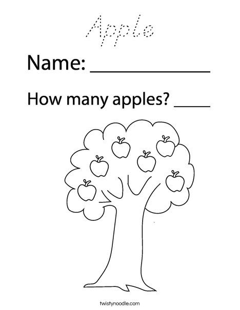 Apple with Leaves Coloring Page