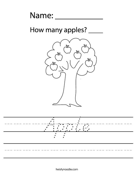 Apple with Leaves Worksheet