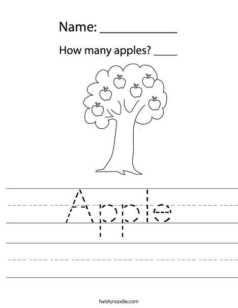 Apple with Leaves Worksheet