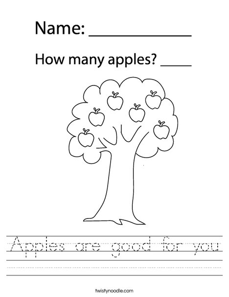 Apple with Leaves Worksheet