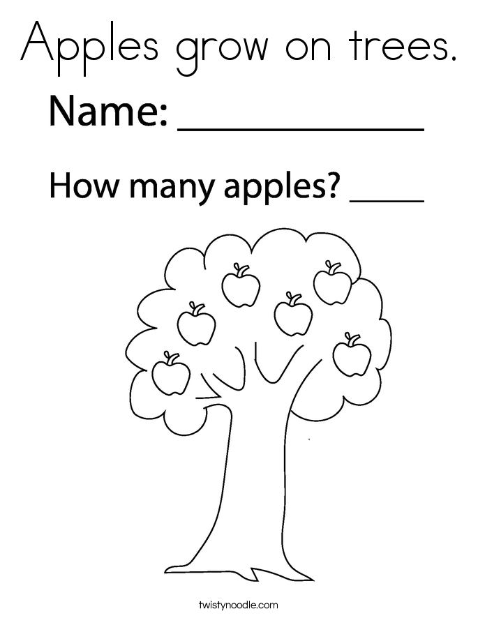 Apples grow on trees. Coloring Page