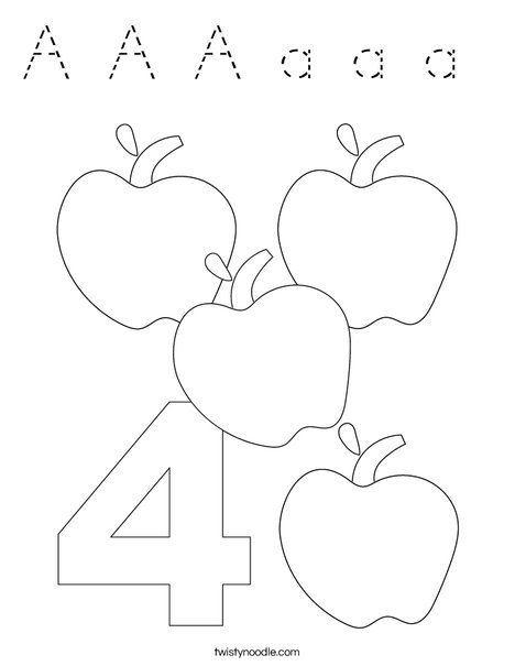 Four Apples Coloring Page
