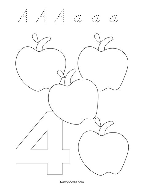 Four Apples Coloring Page