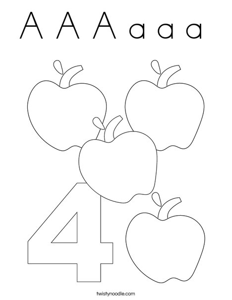 Four Apples Coloring Page