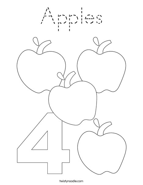 Four Apples Coloring Page