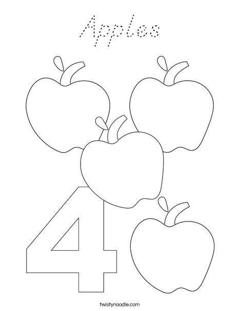 Four Apples Coloring Page