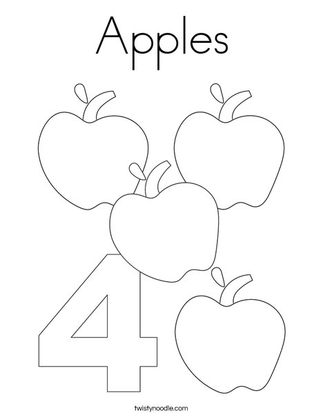 Four Apples Coloring Page