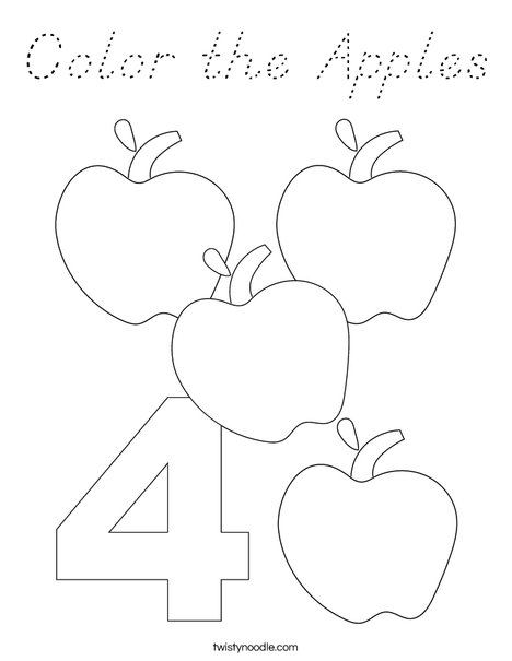 Four Apples Coloring Page