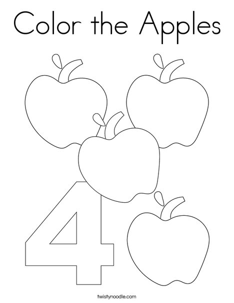 Four Apples Coloring Page