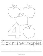 Color the Apples Handwriting Sheet
