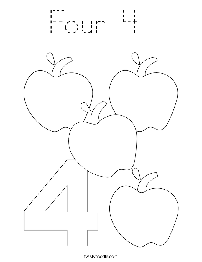 Four 4  Coloring Page