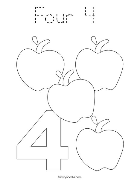 Four Apples Coloring Page