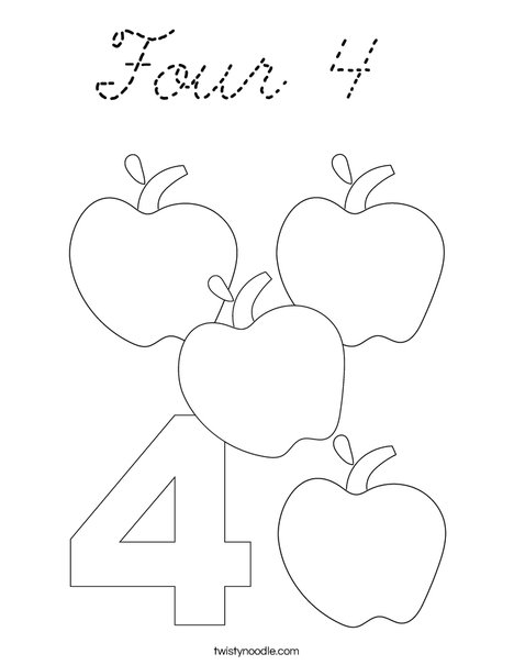 Four Apples Coloring Page