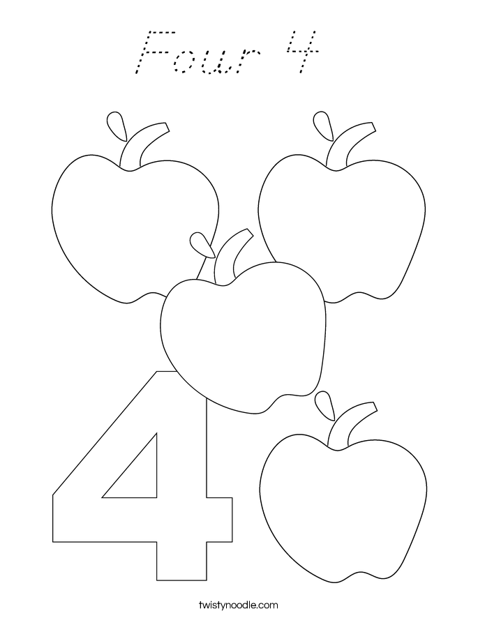 Four 4  Coloring Page