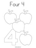 Four 4  Coloring Page