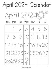 April 2024 Calendar Coloring Page