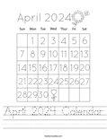 April 2024 Calendar Worksheet