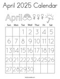 April 2025 Calendar Coloring Page