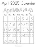 April 2025 Calendar Coloring Page