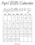 April 2025 Calendar Coloring Page