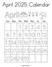 April 2025 Calendar Coloring Page