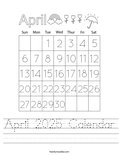 April 2025 Calendar Worksheet