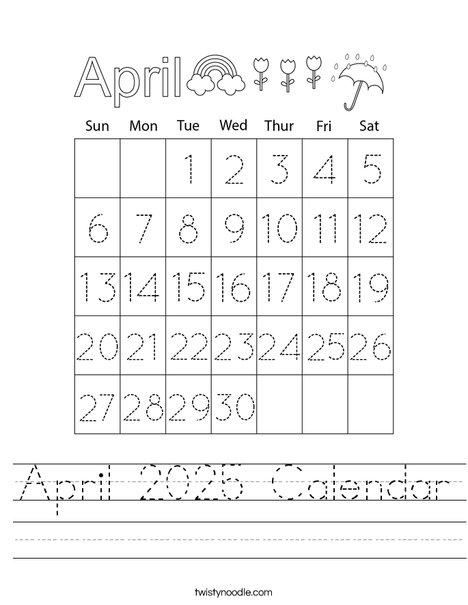 April 2025 Calendar Worksheet