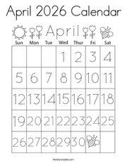 April 2026 Calendar Coloring Page