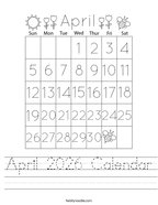 April 2026 Calendar Handwriting Sheet
