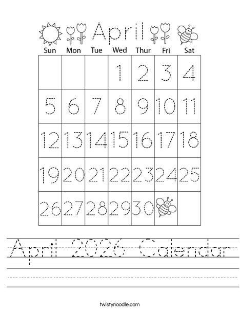 April 2026 Calendar Worksheet