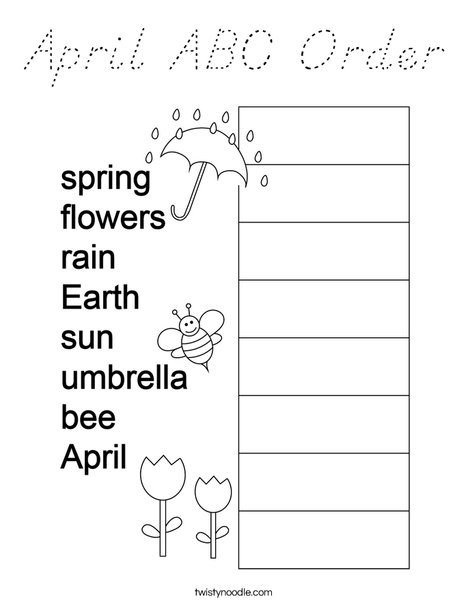 April ABC Order Coloring Page