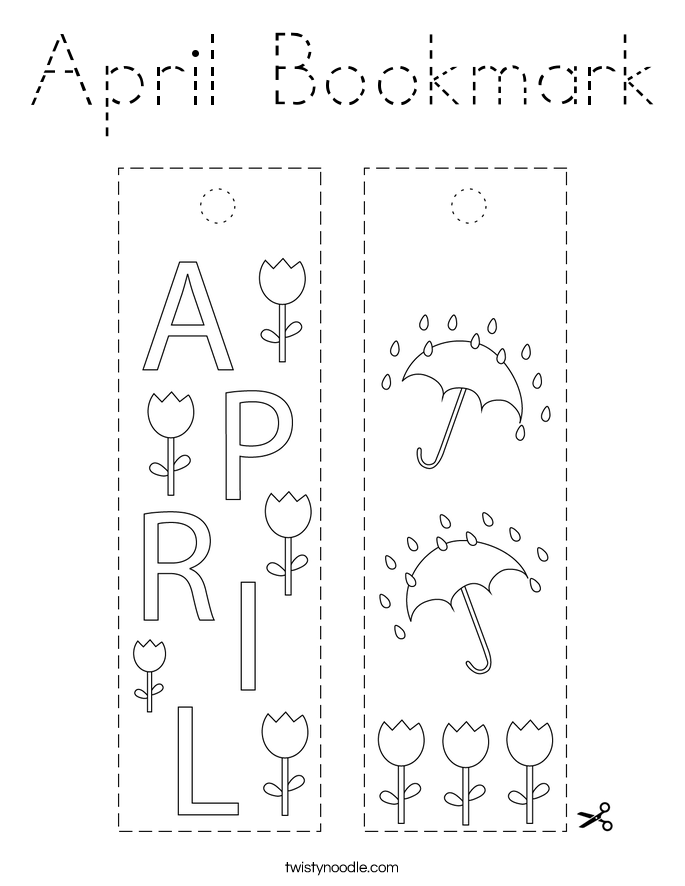 April Bookmark Coloring Page