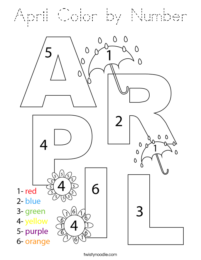 April Color by Number Coloring Page