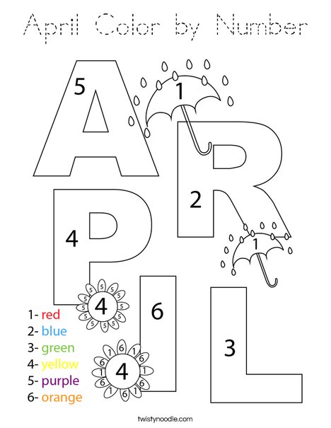 April Color by Number Coloring Page