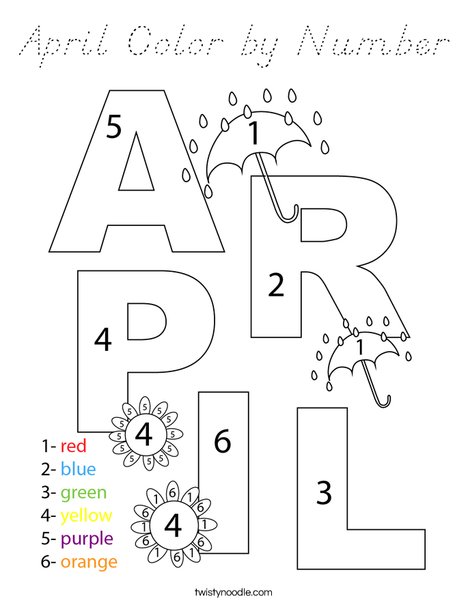 April Color by Number Coloring Page
